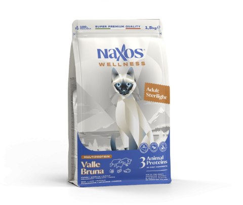 NAXOS CAT STERILIZED dla kotów sterylizowanych na bazie wołowiny, bawoła i jagnięicny 1,5 kg