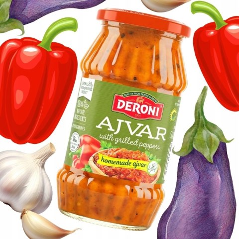 Ajwar wg domowej receptury z grillowaną papryką naturalny 100% 250g Deroni