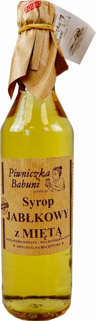 SYROP JABŁKOWY Z MIĘTĄ 500ML PIWNICZKA BABUNI