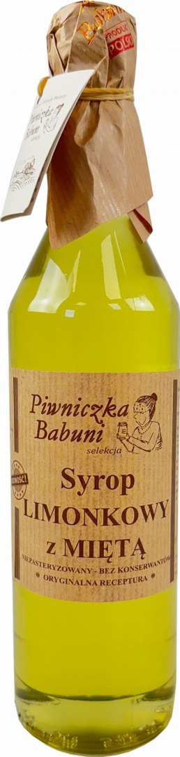 SYROP LIMONKOWY Z MIĘTĄ 500ML PIWNICZKA BABUNI
