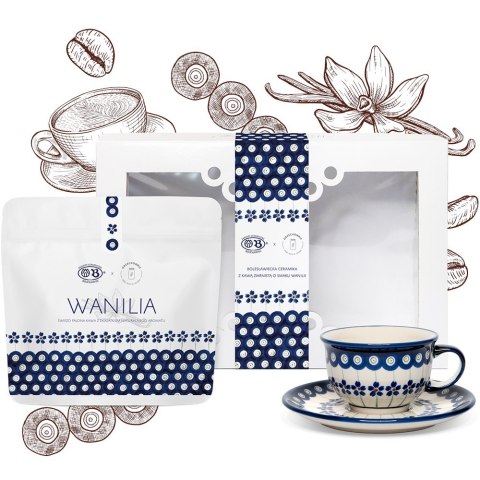 Zestaw kawa ziarnista waniliowa 200 g + 1 filiżank